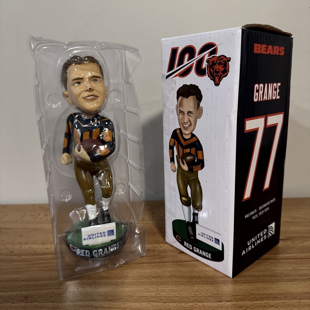 Chicago Bears 100th Anniversary Red Grange Bobblehead NFL United Airlines NIB